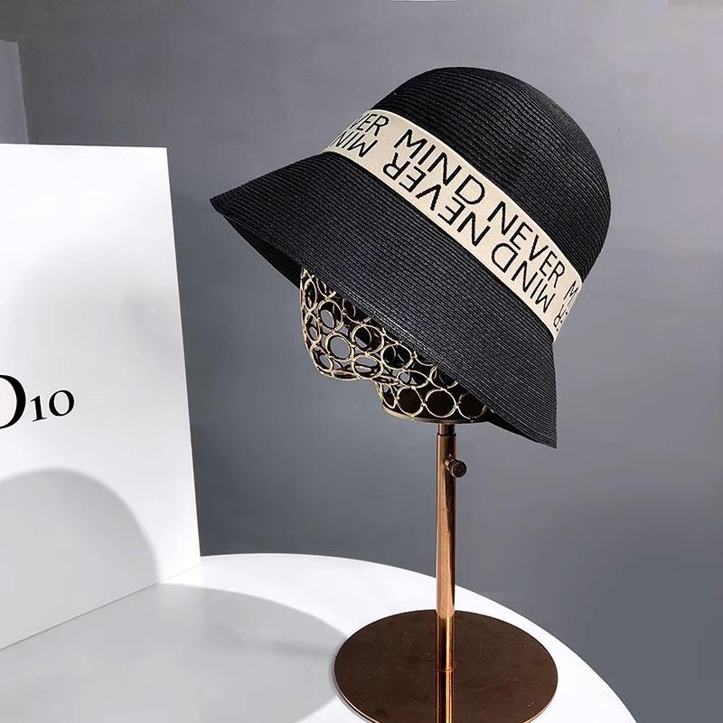 

Temperament fisherman hat children summer travel shade beach straw hat sun protection face protection UV protection sun hat чорний