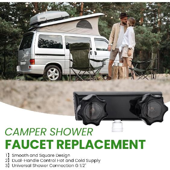 Shower Faucet, Dual-Handle Shower Faucet with Acrylic Knobs, 4" Shower Black