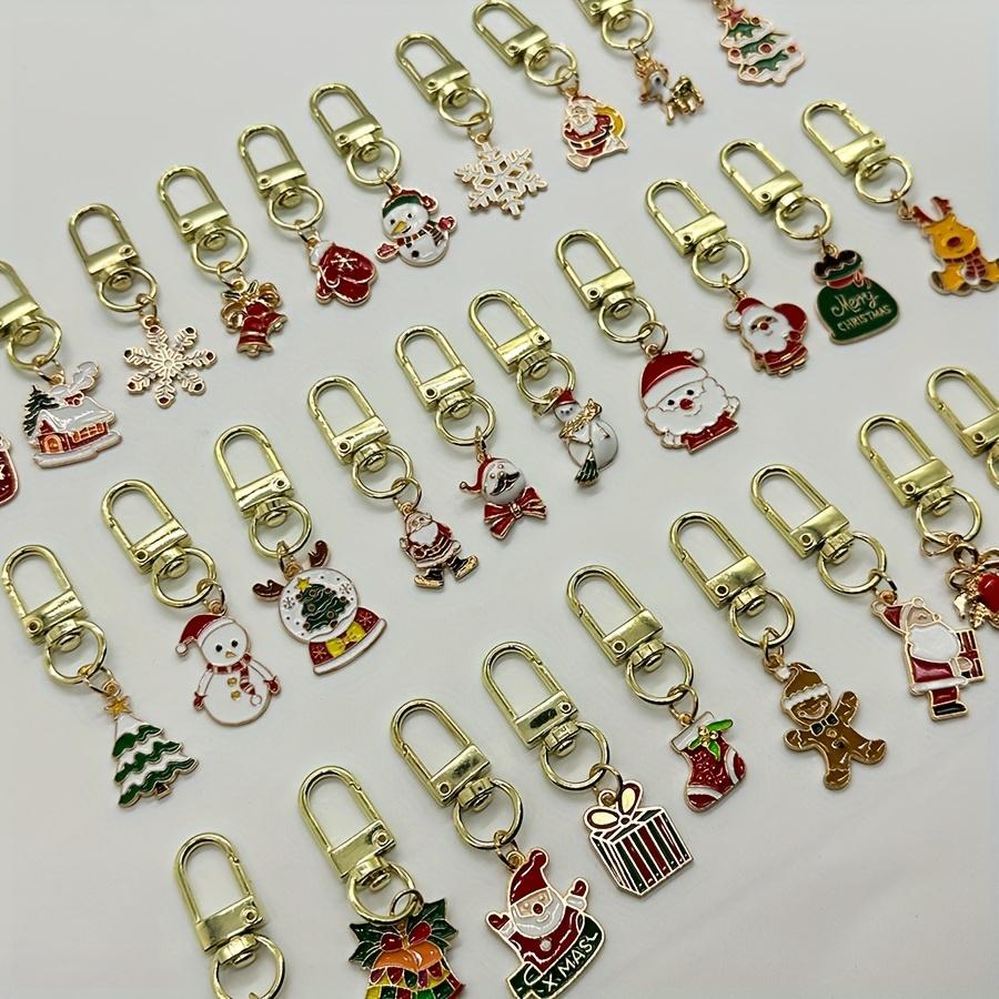 30pcs Christmas Series Keychain Cute Alloy Key Chain Ring Bag Backpack Charm Car Key Pendant Xmas Gift