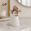 Nordic Style Angel Figurine Holding Puppy Figurine Cute Dog Resin Statue for Home Cozy Atmosphere Desktop Ornaments Desk Decor Handcrafted