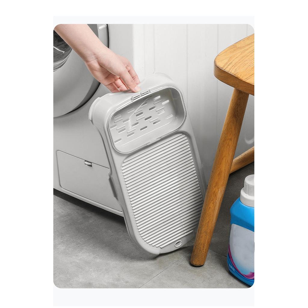Washboard, Slip Proof Design Laundry Board with Drainable Soap Holder Scrubbing Board Efficient Cleaning Washing Clothes Holder for Dormi