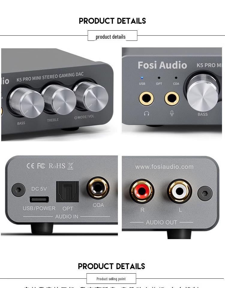 FosiAudio K5PRO DAC Headphone Amplifier & External Sound Card for PC Gaming