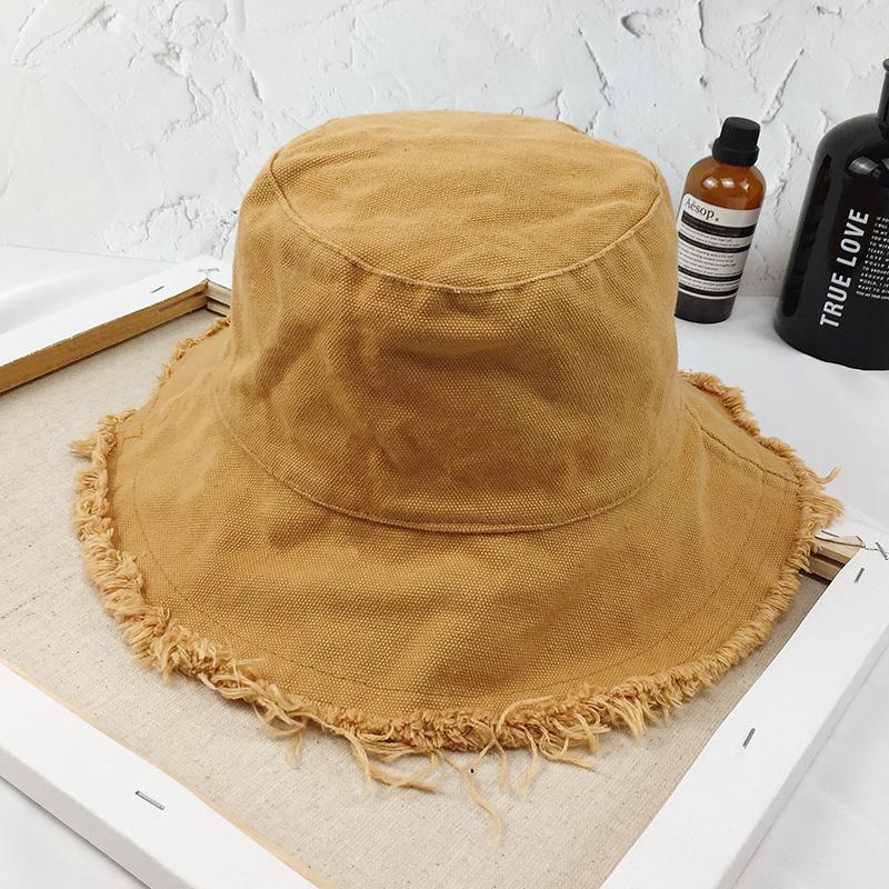 

Bucket Hat Women Men Summer Fishing Hats Girls Casual Fishermen Cap Washed Denim Tassel Brim Kpop Hip Hop Bucket Hat Female жовтий