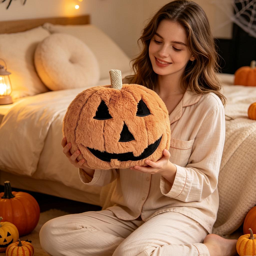 Halloween Pumpkin Plush Throw - Soft Cute Stuffed Toy for Sofa Couch Decoration