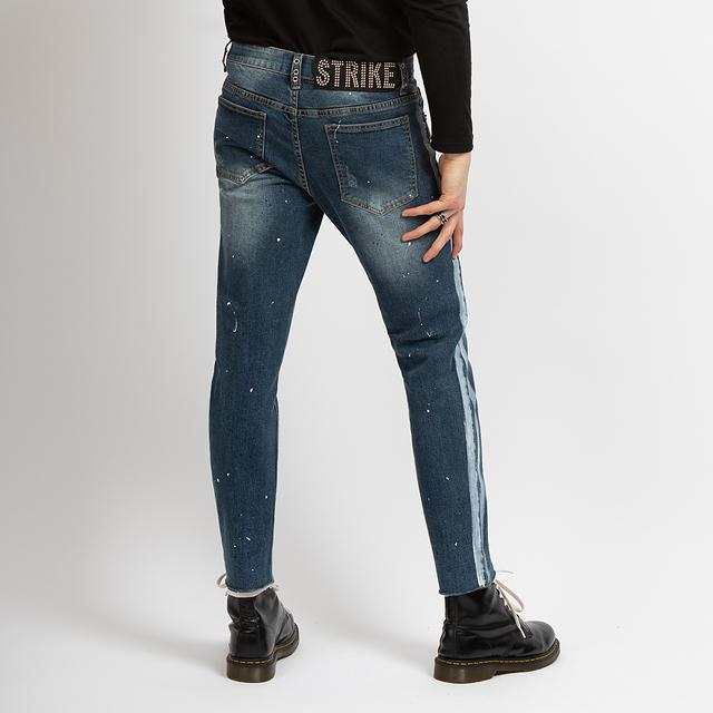Seuteulaikeu Vintage Wash Double Line Eyelet Jeans