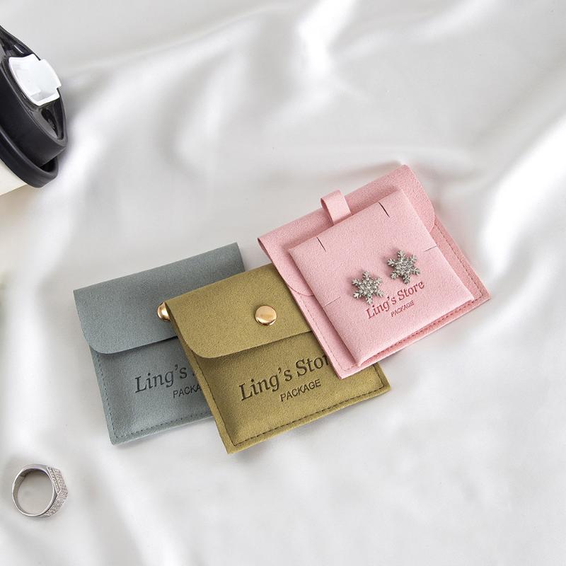 Jewelry Pouch Packaging Bag Snap Bag 8X8Cm With 6X6Cm Cards Soft Velvet Gift Necklace Earrings Rings Storage Bag