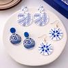 Wave Point Chinoiserie Acrylic Blue Earrings Chinese Style Hanfu Earrings Cheongsam Ear Stud  Women