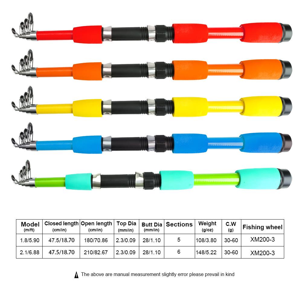 1.8m/2.1m Telescopic Sea Rod Set with 77Pcs Lure Accessories