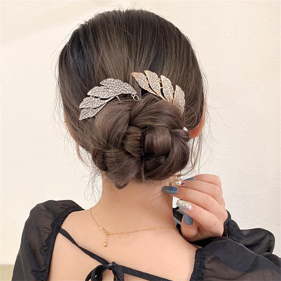 Elegance Women Bowknot U Shape Rhinestone Hairpins Metal Hair Sticks Hairclip Bridal Wedding Banquet Hair Accessories Headwear