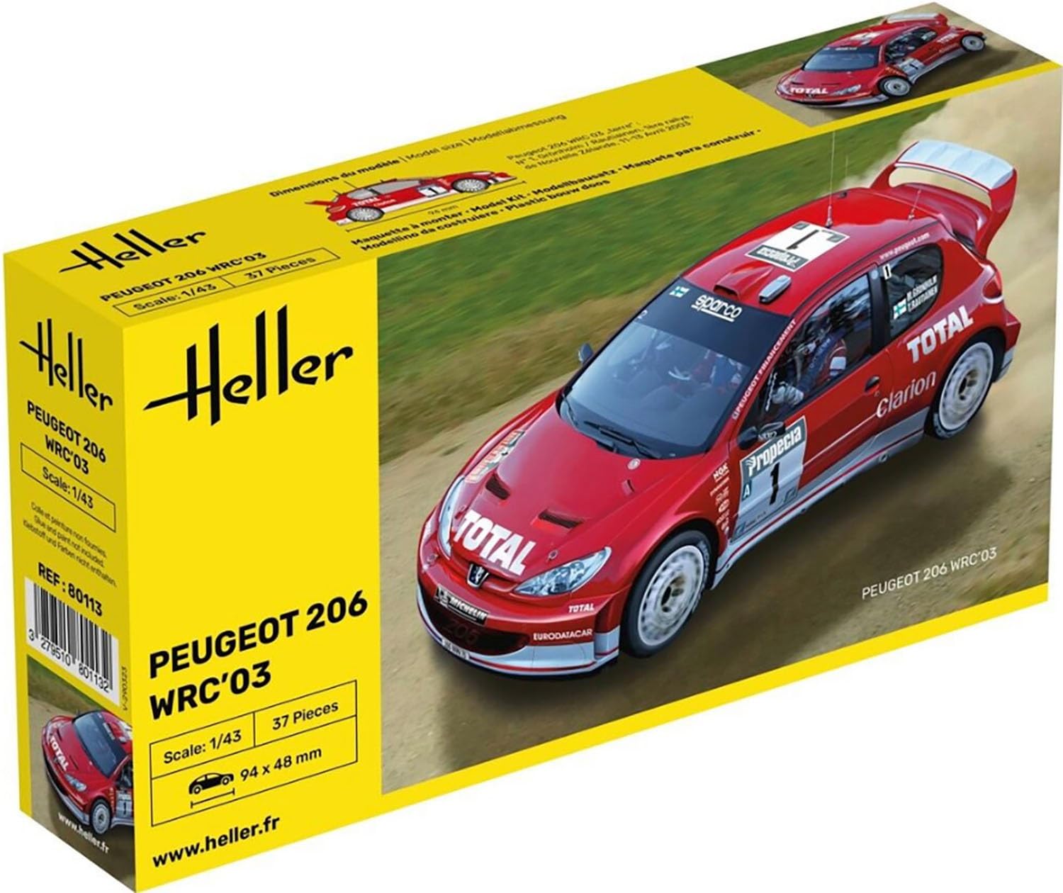 

PLATZ Heller Peugeot 206 WRC 2003 Пластиковая модель HE80113 1/43