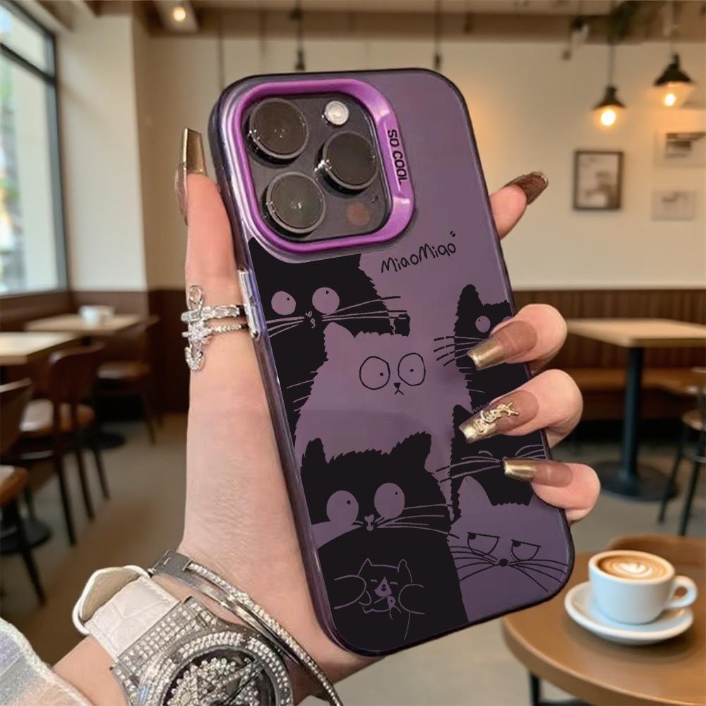 Cute Cats Pattern Shockproof Phone Case for Iphone 16 15 14 13 12 11 Pro Max/Mini Anti-Scratch Premium Hard Cover