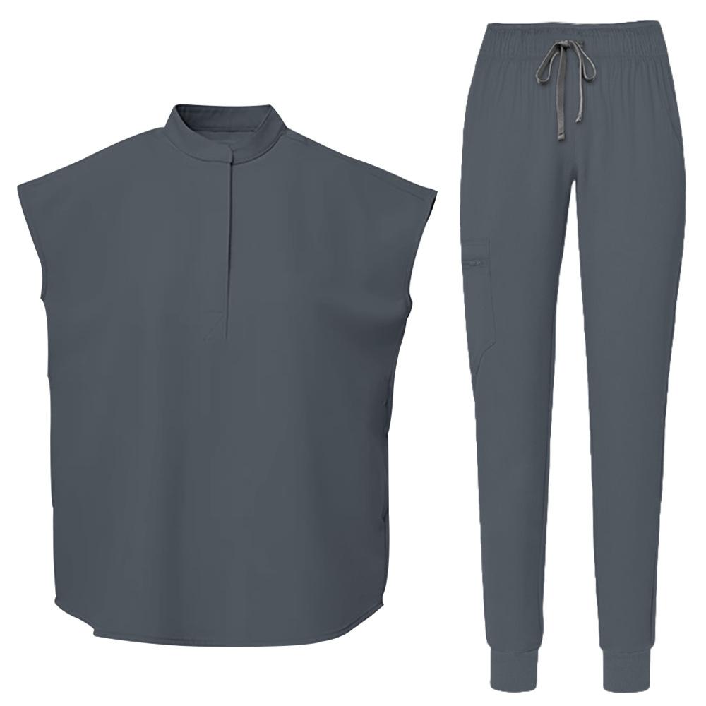 Women's Loose And Comfortable V-neck Short Sleeved Workwear With Multiple Pockets Suit Set