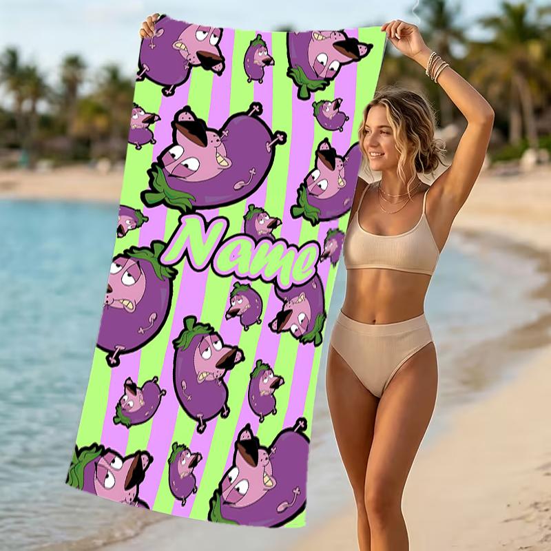 Customizable personalized beach towels Courage the Cowardly Dog themed designs.Suitable for the beach, yoga, sports;ideal as beach accessories