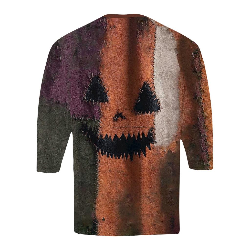 Men's Halloween Printed  Collar Three-Quarter Sleeve
