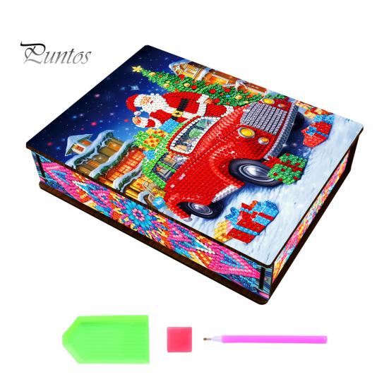 

Рождественская алмазная живопись шкатулка для драгоценностей набор сверкающая пылезащитная вышивка крестиком DIY футляр для хранения ювелирных изделий D