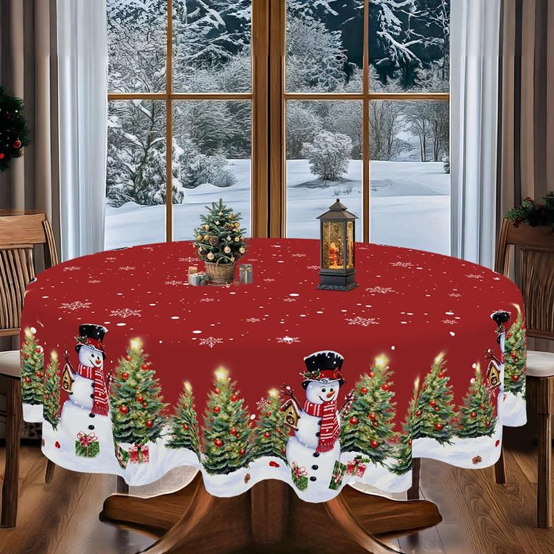 Rustic Christmas Tablecloth New Year 2026 Snowman Table Cover Christmas Party Table Decorations for Home 2026 Xmas Gifts Navidad