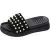 Slippers, Flat Sandals, Women's, Pearls, Outdoor Shoes, One Strap, Casual, Soft, Going Out, Room Slippers, Indoors, Korean Style