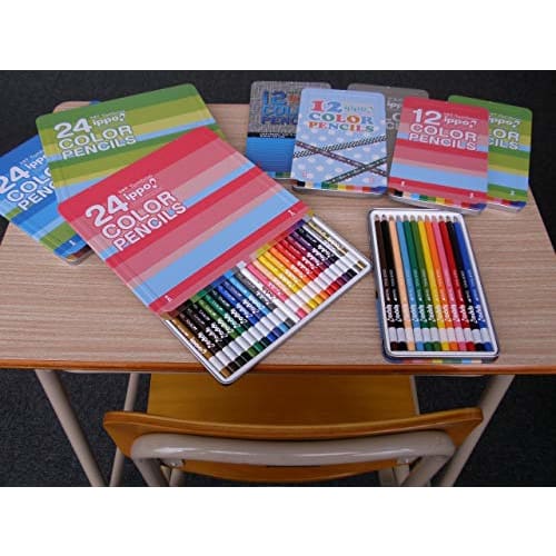 Tombow Colored Pencils 24 Colors for Elementary School Students ippo! (Sliding Can) Plain Blue CL-RPM0424C