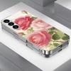 Flower patterned glass phone case suitable for Samsung Galaxy S26 S25 S24 S23 S22 S20 FE/Ultra/Plus anti drop back cover