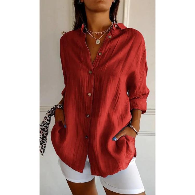 

Casual Plus Size Women Blouse Loose Solid Color Long Sleeve Shirt Turn Down Collar Single Breasted Fashion Spring Autumn Top 5XL