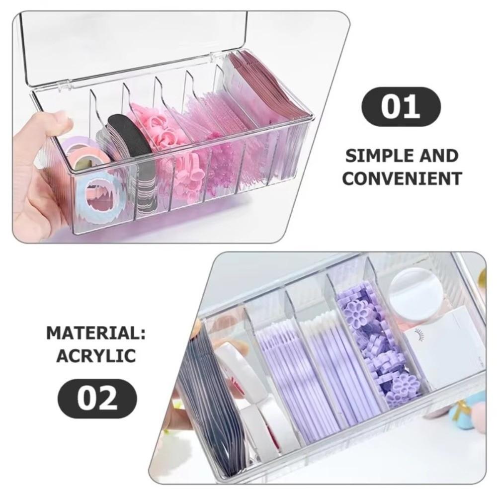 Acrylic Eyelash Tool Storage Box Transparent Multi-Purpose Eyelash Extension Tweezer Case With Lid Large Capacity