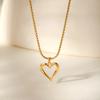 Fashion Hollow-Out Heart Pendant Necklace For Women Stainless Steel Chain Jewelry Fade-Resistant Elegant Gift