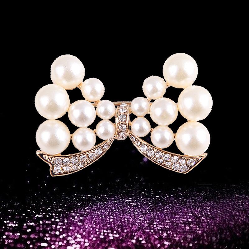 Lanhao Hot-Selling Pearl Swan Rhinestone Flower Brooch - Japanese & Korean Fashion Accessories for Women