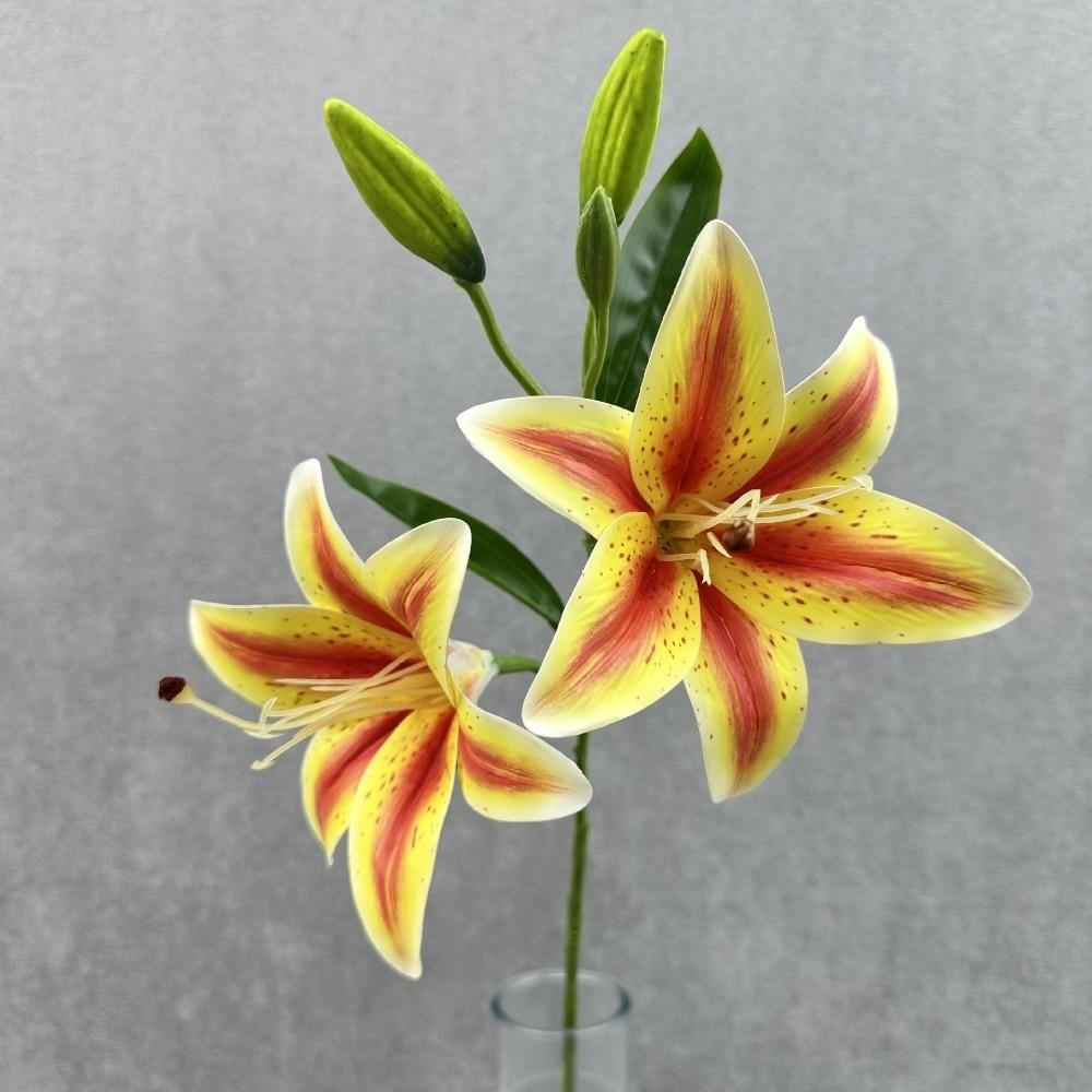 67cm Artificial Lily Flower 2 Heads Wedding Bridal Bouquet New Fake Lily Bouquet Living Room Decor