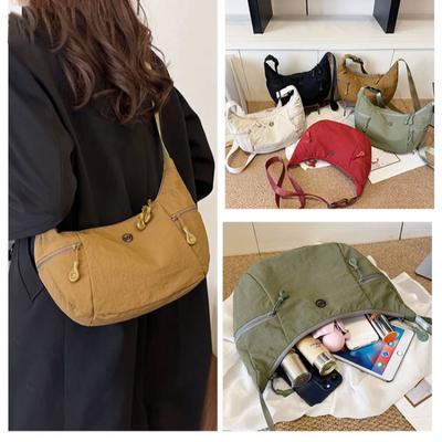 Japanese Ultra-light Waterproof Cloth Bag Men's and Women's Versatile Messenger Bag Multi-functional Nylon Lightweight Large-capacity Croissant Bag