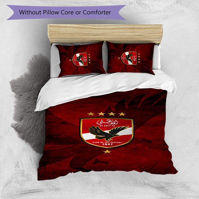 3pcs Al Ahly FC Design Cover Set - HD Printed Bedding with 1 Cover and 2 Pillowcases - Perfect for Home and Dorm Decor