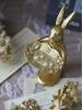 Cute Golden Bunny Figurine Jewelry Ring Tray Decorative Easter Rabbit Statue Resin Animal Sculpture Home Table Desk Ornament