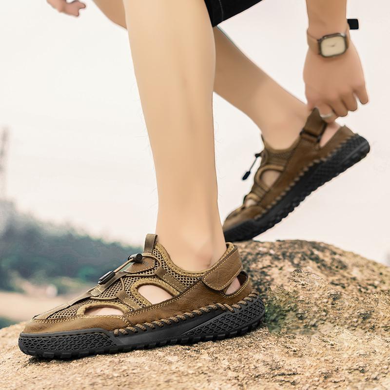 Fashion New Summer Breathable Men Sandals Fashion Roman Sandals Handmade Mesh Men Casual Shoes Platform Outdoor Men's Beach Sandals