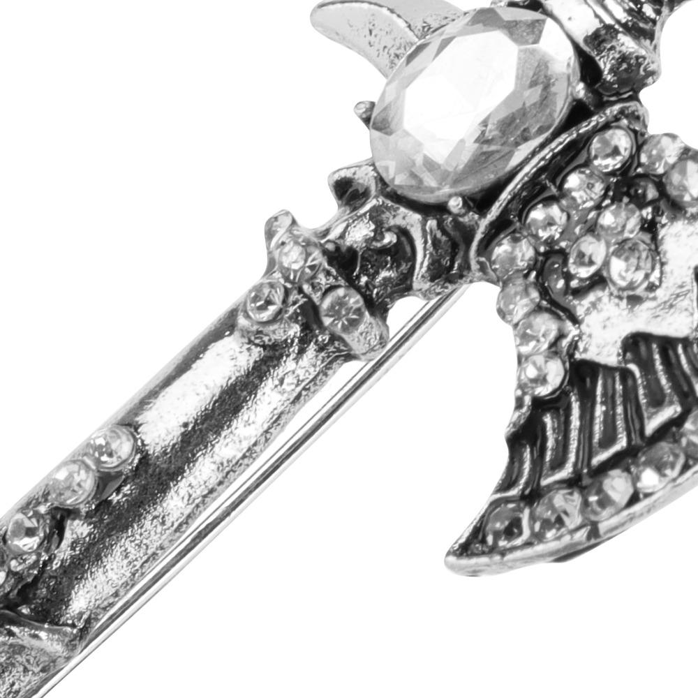 Gray Tone Axe Brooch Pin Vintage Style Christmas Brooch Pin Rhinestone Axe Brooch Christmas