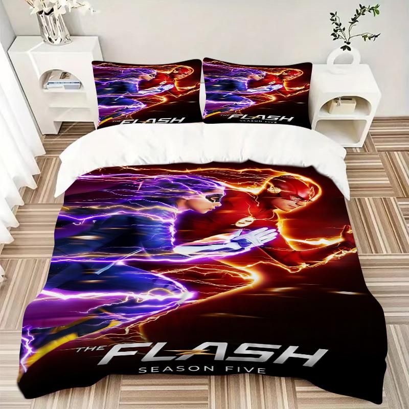 3pcs The Flash Duvet Cover Set, 1 Duvet Cover + 2 Pillowcases (No Insert), High-Definition Print for All Seasons,Durable yy251103049