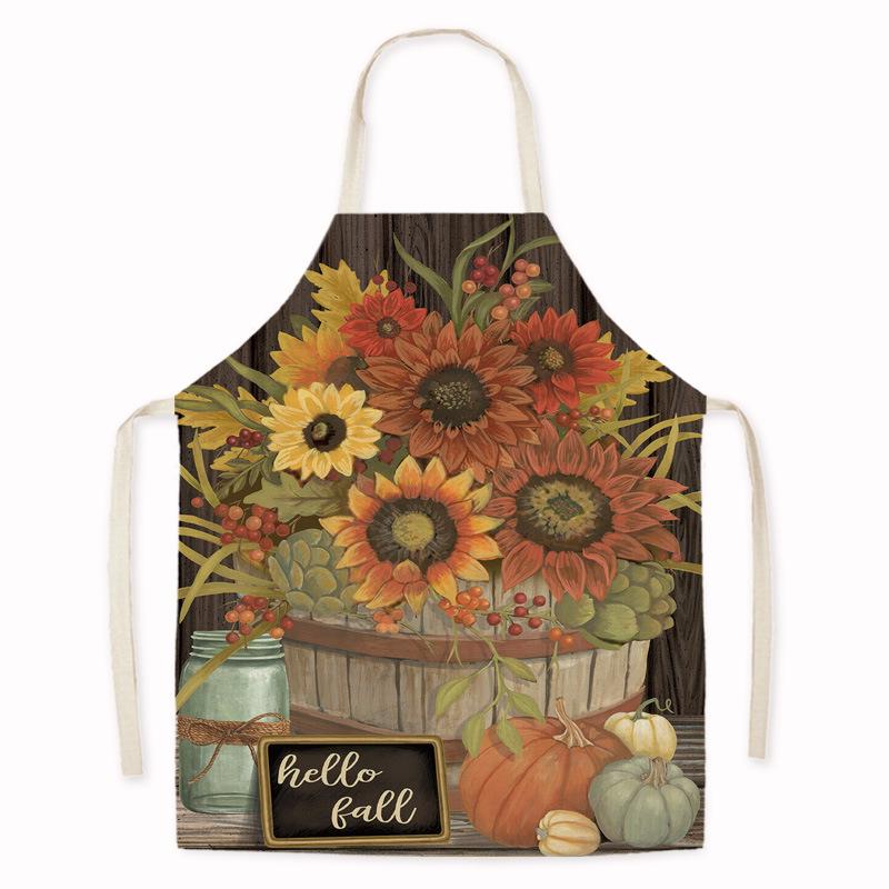 Thanksgiving Sunflower & Pumpkin Oil-Proof Kitchen Apron
