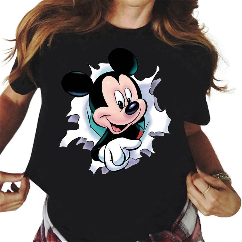 Oversized Unisex T Shirts Cartoon Mickey Minnie Mouse Print Ladies Clothes Cute T Shirts Short Sleeve Tops Y2k Harajuku S