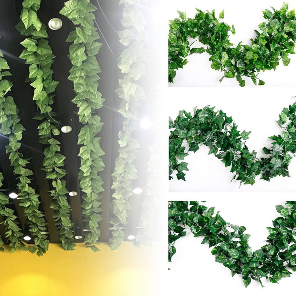 2Pcs 2.4m Artificial Hanging Vines Fake Ivy Greenery Garland Garden Fence Exterior Decor Home Wall Decoration Hanging Plants