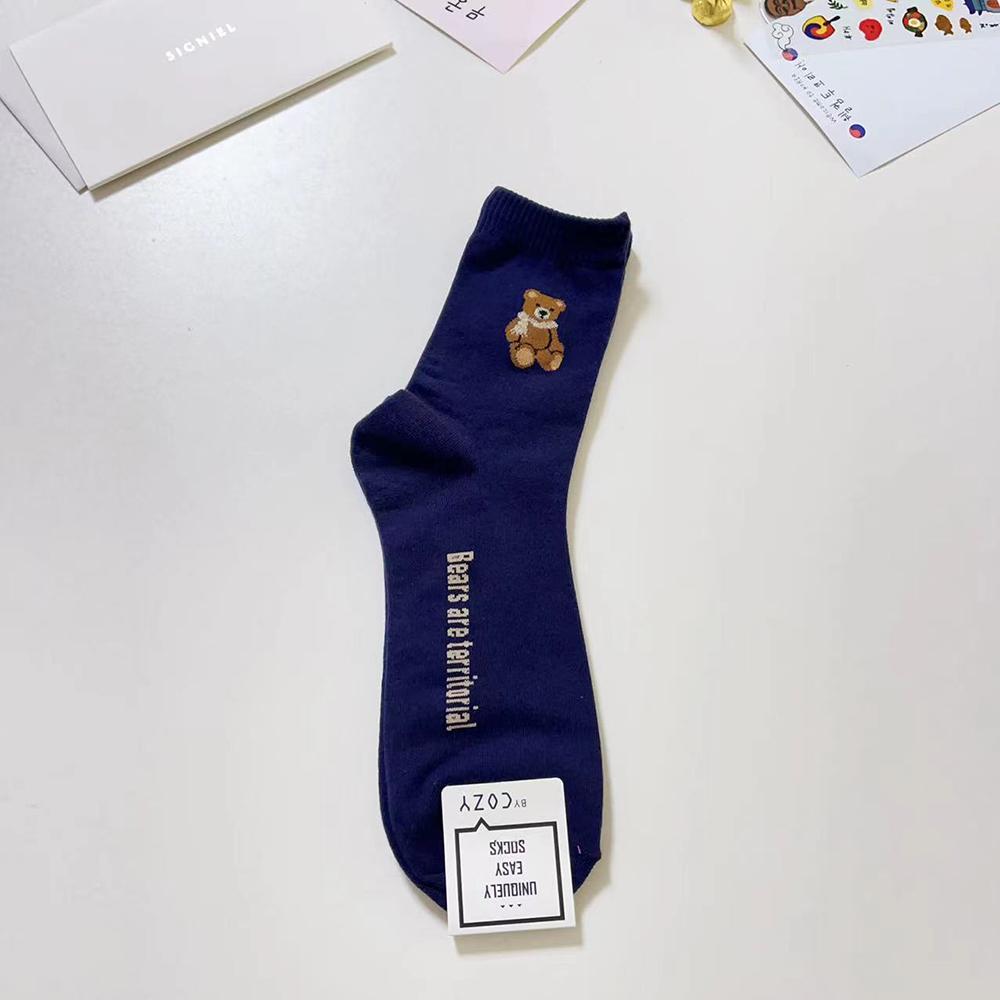 1 Pair Good Quality Cartoon Gentleman Bear Men's Socks Cotton Harajuku Skateboard Socks Novelty Breathable Sox Factory Direct