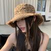 New Fisherman Hat Foldable Women's Letters Leopard Print Rogue Rope Sun Hat Big Brim Summer Outdoor Hiking Hat