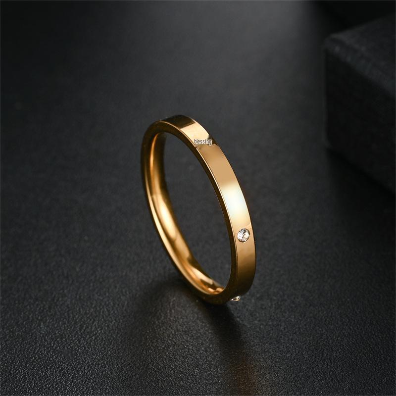 Niche Diamond-Set Titanium Steel Couple Ring - High-End Luxury Jewelry
