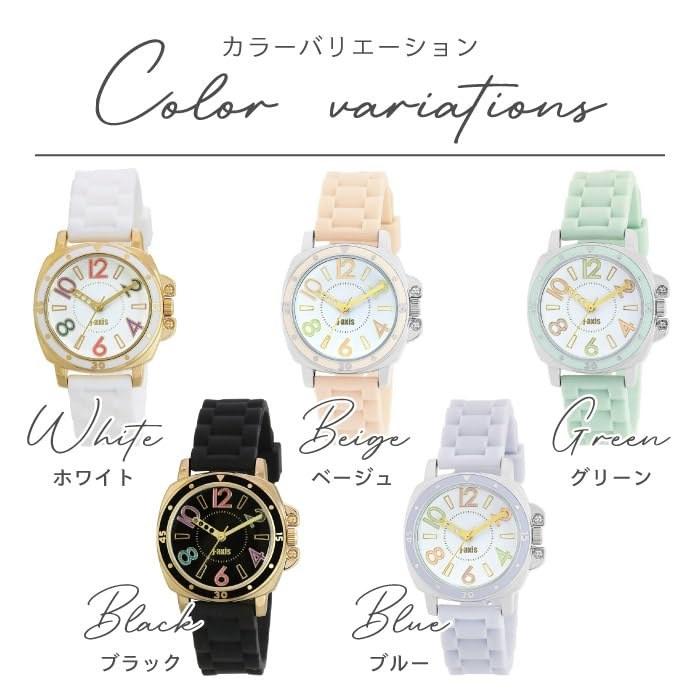 J-AXIS Watch Rubber Belt Watch One-Tone Color Easy Care AL1182 Unisex White One Size