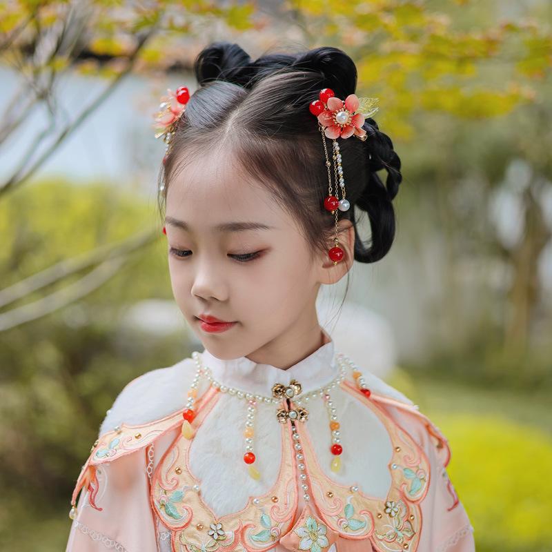 Kids' Classic Hanfu Hair Clip: Fairy Bow Tassel Hairpin for Girls