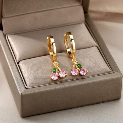Cercei Personalizați Fruct Cireașă Cercei Mini Opal Zircon Cercei Pandantiv Cercei Creativi pentru Femei