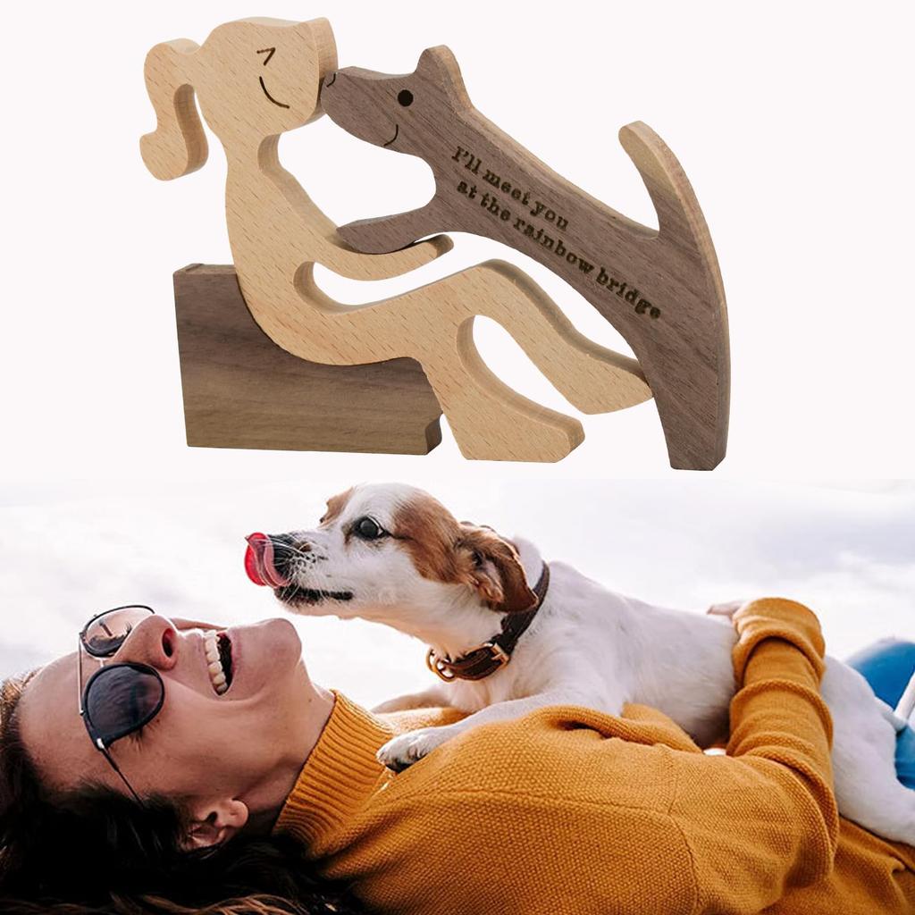 Enkrio Puppy Wooden Sculpture, Wood Carving, Wood Decor, Animal Dog Sculpture, Handmade Dog Figurine, Wooden Craft Sculpture, Pet Lover's Object,