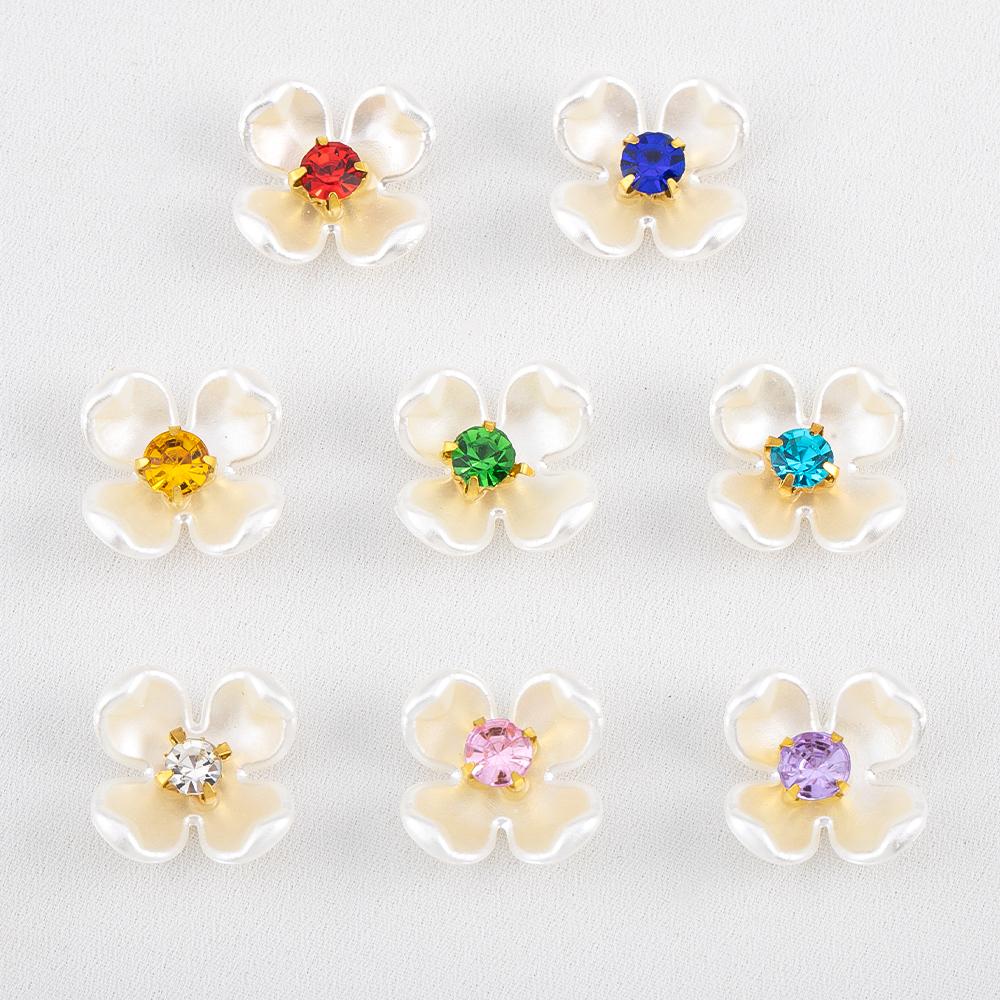 

50pcs Plastic Rhinestone Flower-Shaped Decorations DIY Hair Accessories Clothing Ornament Handmade Bouquet Flower Heads Material 50pcs