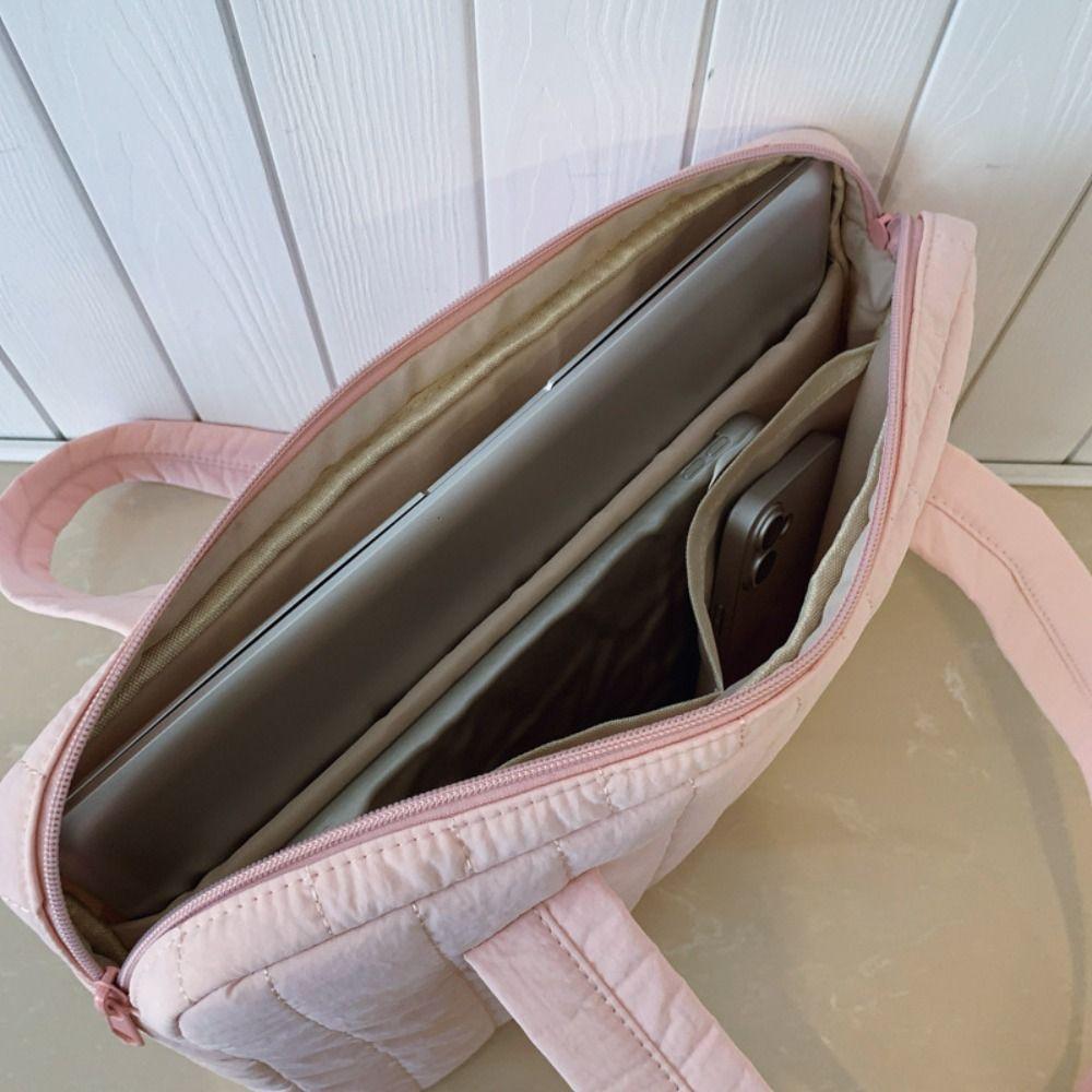 14inch Laptop Shoulder Bag Large Capacity Shockproof Tablet Sleeve Case Solid Color Multifunctional Laptop Handbag Travel