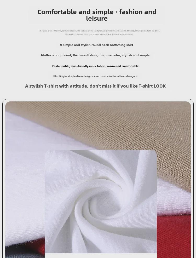 Herren Weiß Baumwolle Langarm Rundhals T-Shirt - Lockere Passform Einfarbig Herbst Oberteil