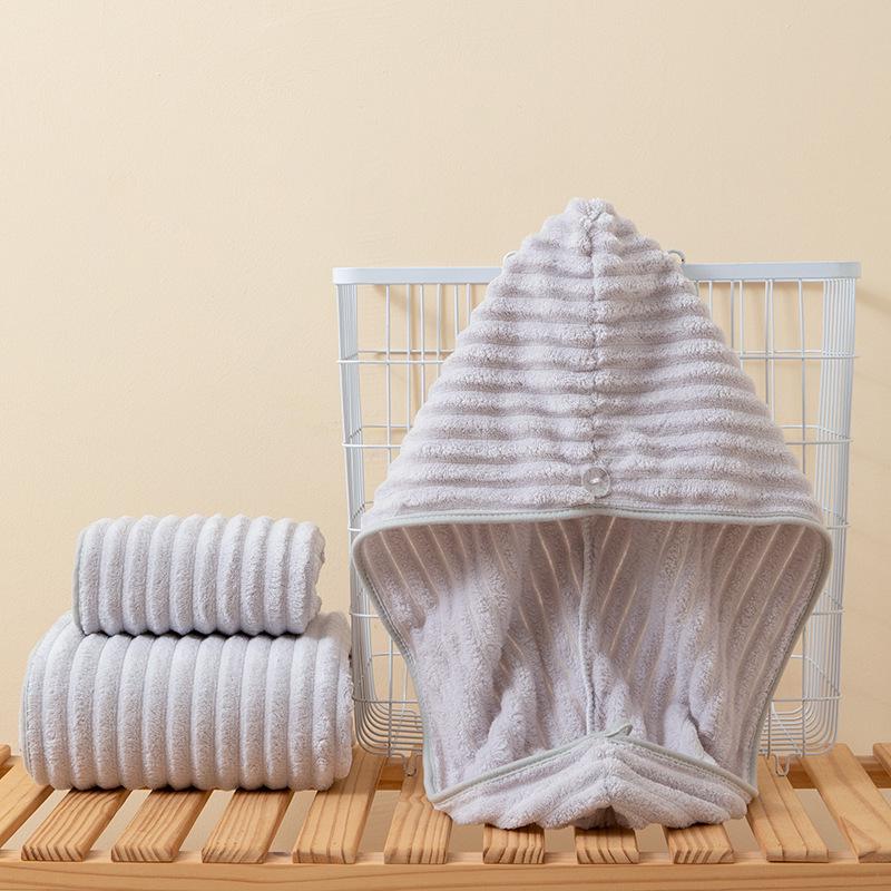 Candy Stripe Coral Fleece Towel - Thick, Absorbent, Non-Shedding Velvet Bath Towel for Daily Household Use