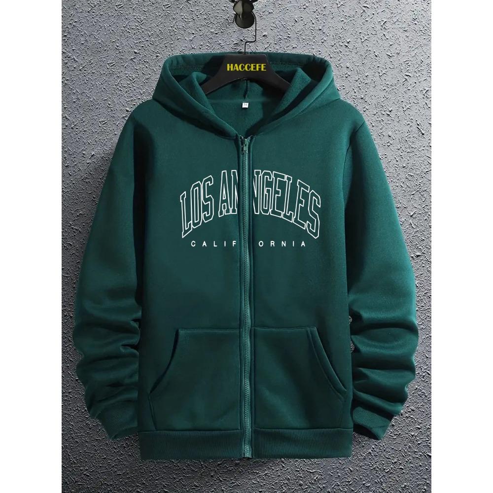 Men's Casual Fashion Hoodie with Los Angeles Letters and Graphic Design, Versatile and Trendy Style