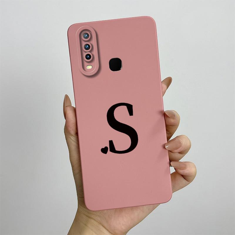 

For vivo Y17 Case vivo Y15 Y12 Y19 Back Cover Vivo 1916 1904 1940 1902 1901 Cases Silicone Cute Initial Letters Square Cover Vivo Y12